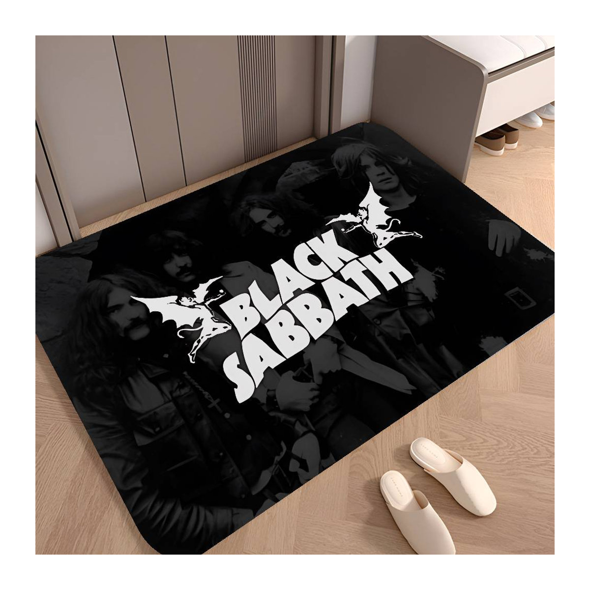Black Rock Music S-Sabbaths Küchenmatte in Schwarz mit nordischem Stil, rutschfester geflochtener Fußmatte für Wohnzimmer, Schlafzimmer oder Balkon, B/T: 80 x 50 cm - Bild 1