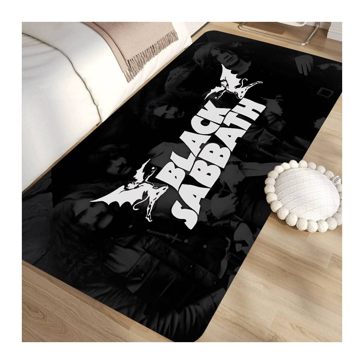 Black Rock Music S-Sabbaths Küchenmatte in Schwarz mit nordischem Stil, rutschfester geflochtener Fußmatte für Wohnzimmer, Schlafzimmer oder Balkon, B/T: 80 x 50 cm - Bild 2