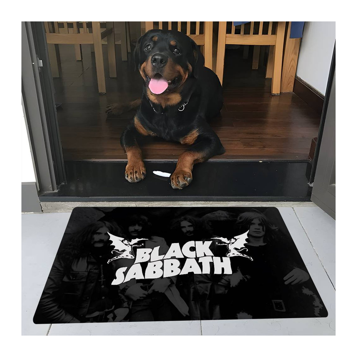 Black Rock Music S-Sabbaths Küchenmatte in Schwarz mit nordischem Stil, rutschfester geflochtener Fußmatte für Wohnzimmer, Schlafzimmer oder Balkon, B/T: 80 x 50 cm - Bild 3