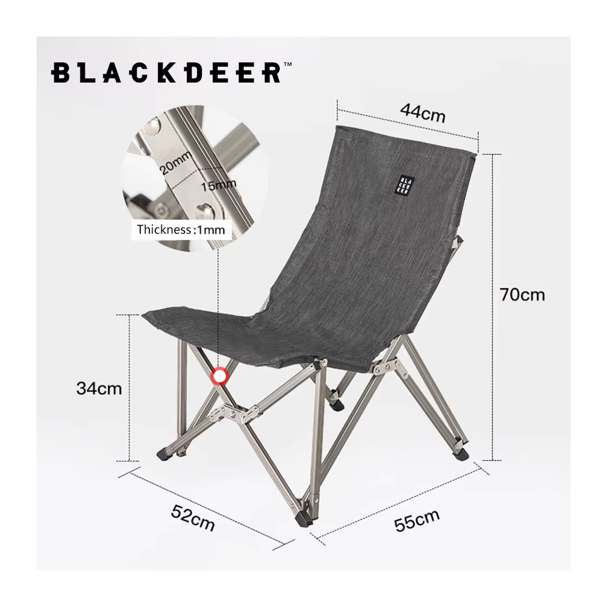 Blackdeer Klappstuhl für Camping und Angeln aus Aluminiumlegierung in Schwarz - Bild 1