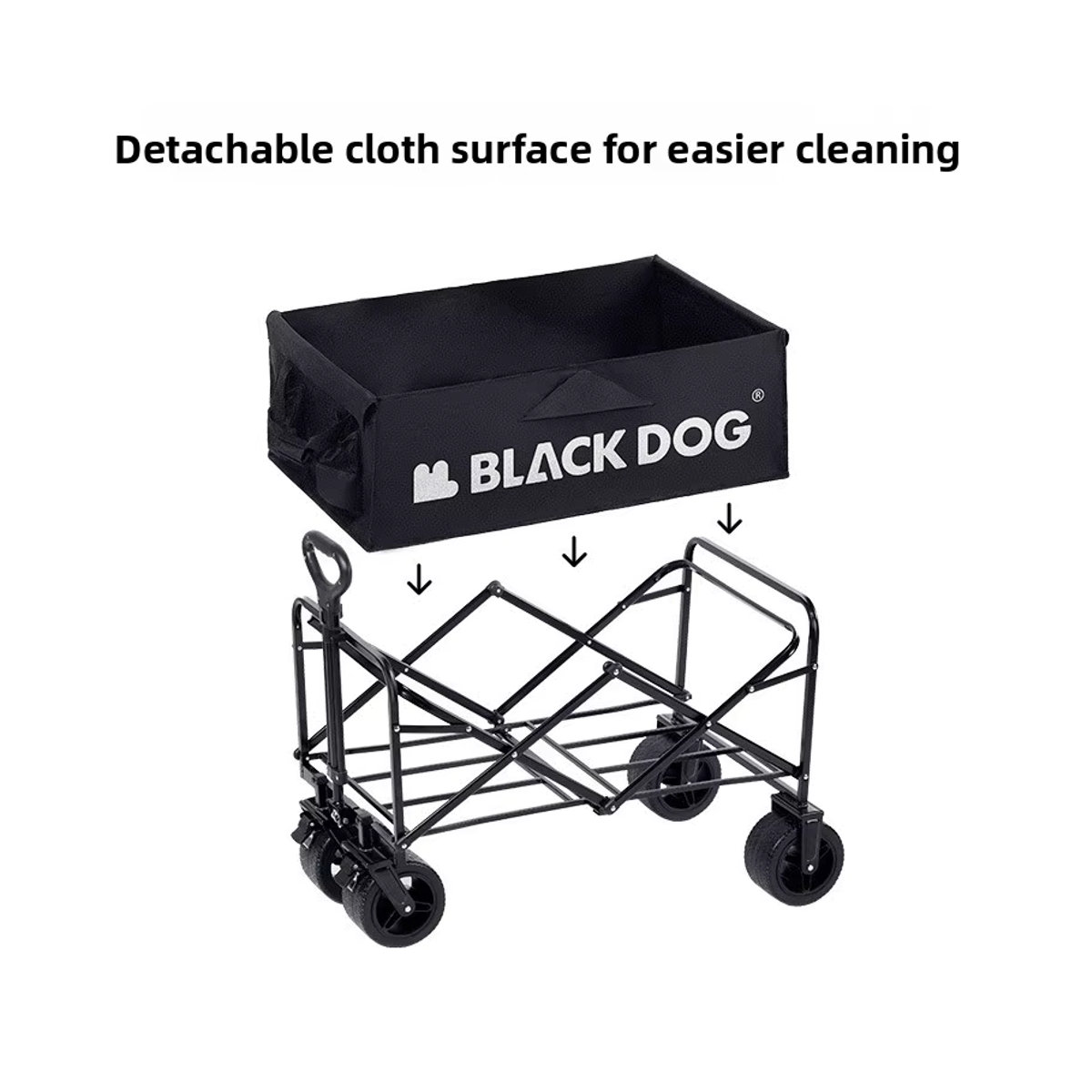 BLACKDOG Outdoor-Campingwagen multifunktionaler Handwagen mit Standtisch zusammenklappbar und tragbar - Bild 2