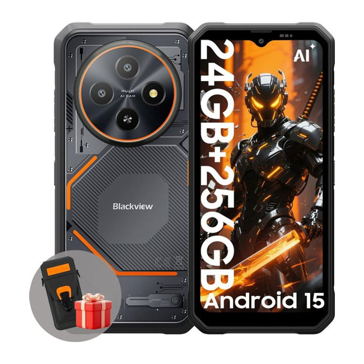 Blackview FORT 2 5G Robustes Smartphone mit 8GB RAM, 128/256GB ROM, Android 15, 6,56 Zoll 90Hz Display und 5000mAh Akku, Schwarz inklusive Case - Bild 1