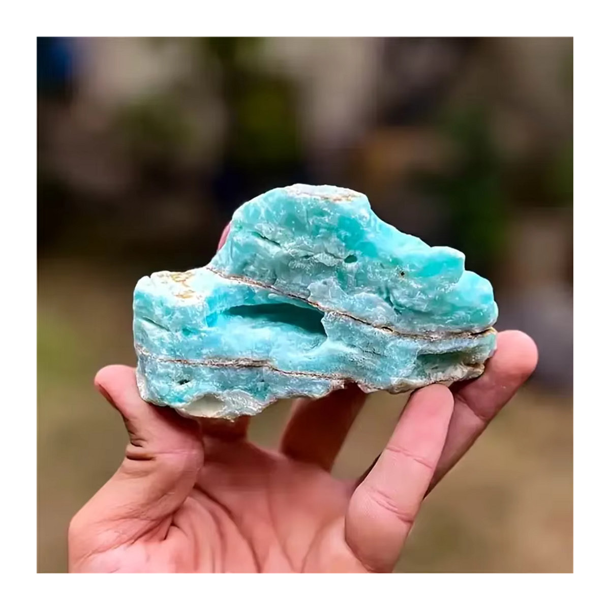 Blaues Aragonit-Rohstein Exemplar mit Smithsonit und Quarz von CrystalHola als Dekoration im böhmischen Stil - Bild 4