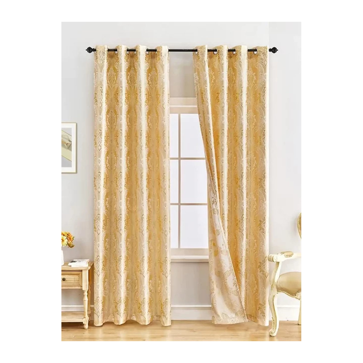 Blickdichte Jacquard Vorhänge im europäischen Stil mit Golddraht in Gold und Gelb - Bild 1