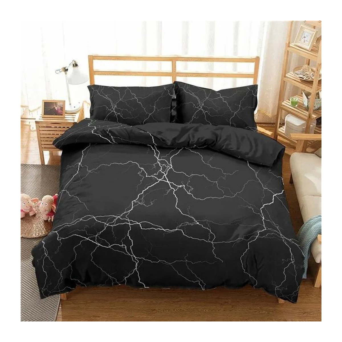Blitz Bettwäsche Set Naturphänomen Schwarz mit Reißverschluss, King Size, B/H: 240 x 210 cm - Bild 1