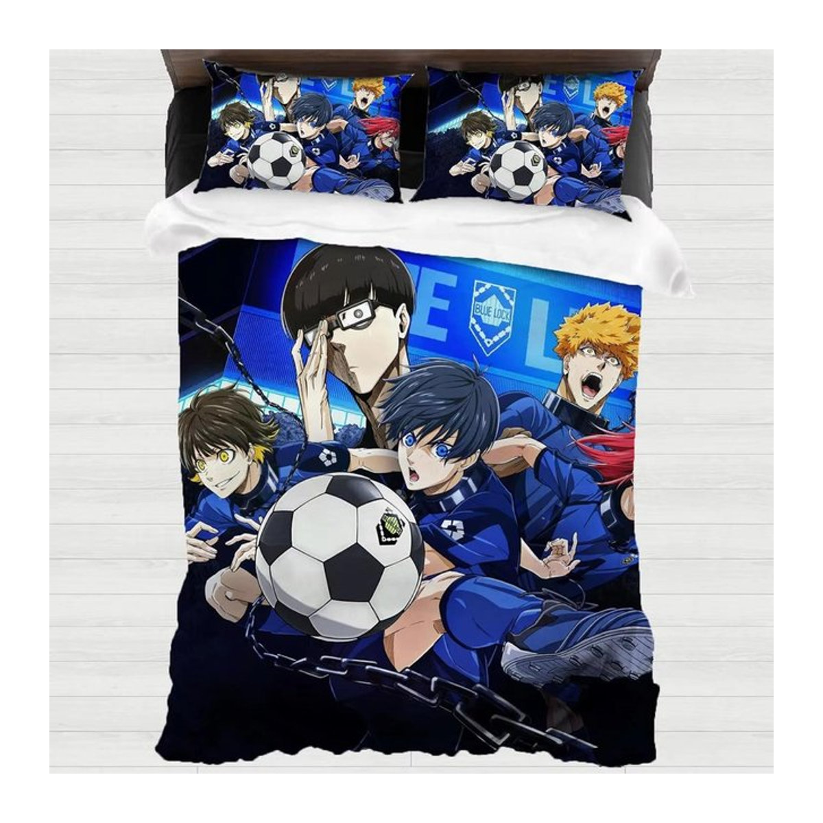 Blue Lock Anime Bettwäsche Set für Kinder aus Mikrofaser mit Kissenbezug und Reißverschluss, B/H: 100 x 135 cm, Kissenbezug: 75 x 50 cm - Bild 1
