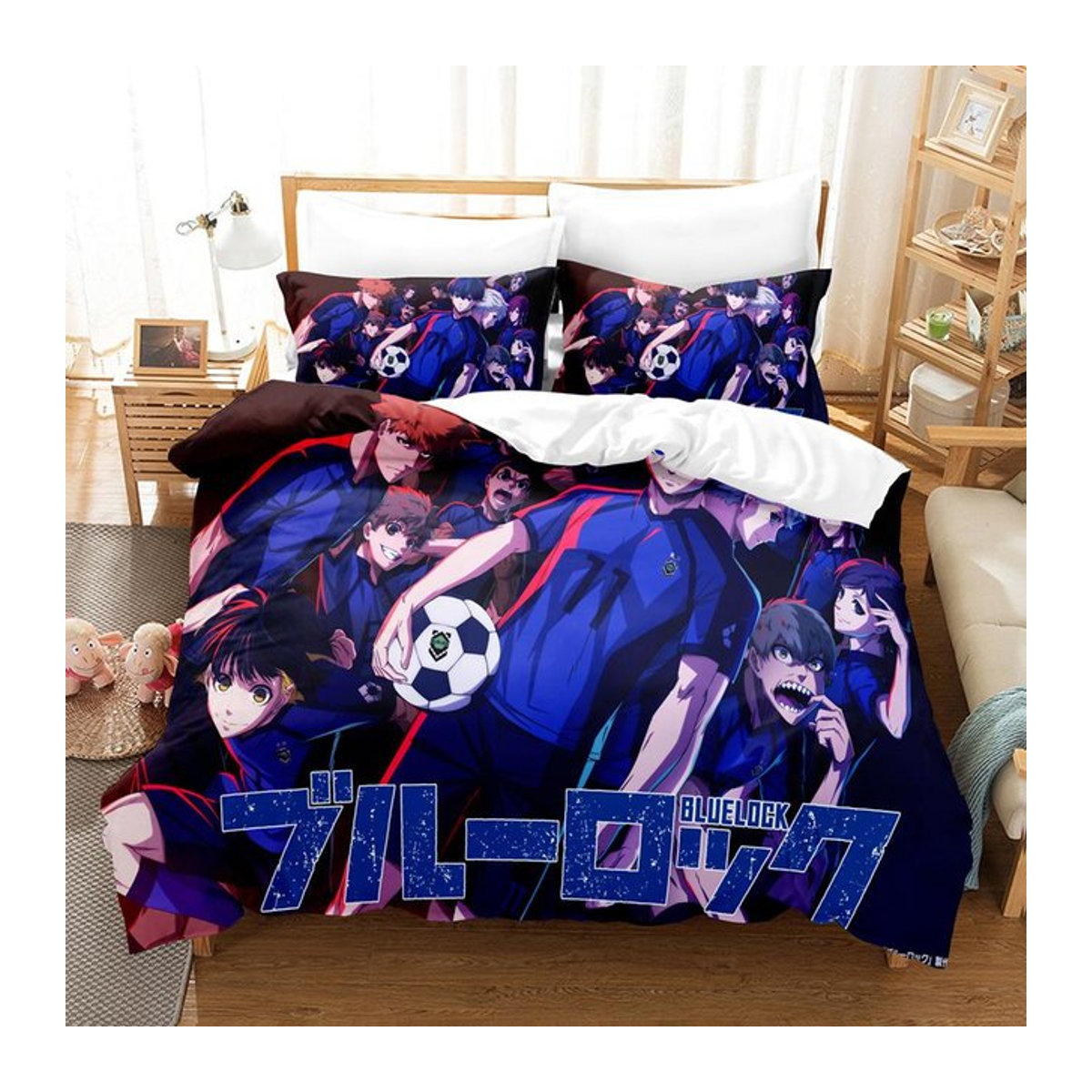 Bluelock Anime Fußball Bettwäscheset mit Bettbezug und Kissenbezug, Multicolor, B/H: 135 x 200 cm - Bild 1
