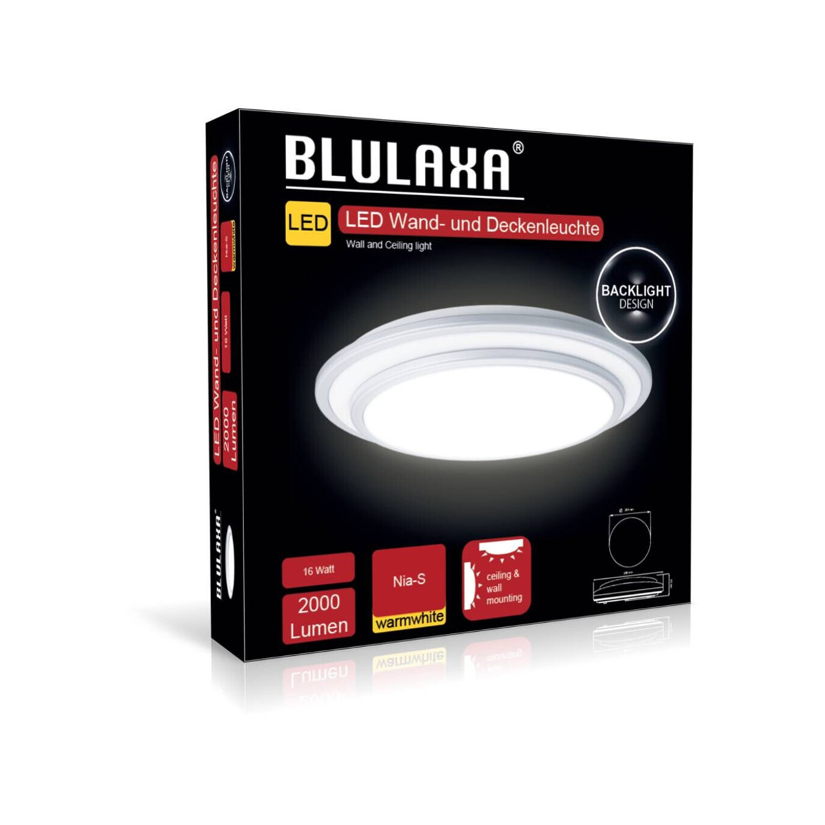 Blulaxa LED-Deckenleuchte in Warmweiß aus Kunststoff, Modern und Minimalistisch, H: 5,5 cm, B: 28,5 cm - Bild 2