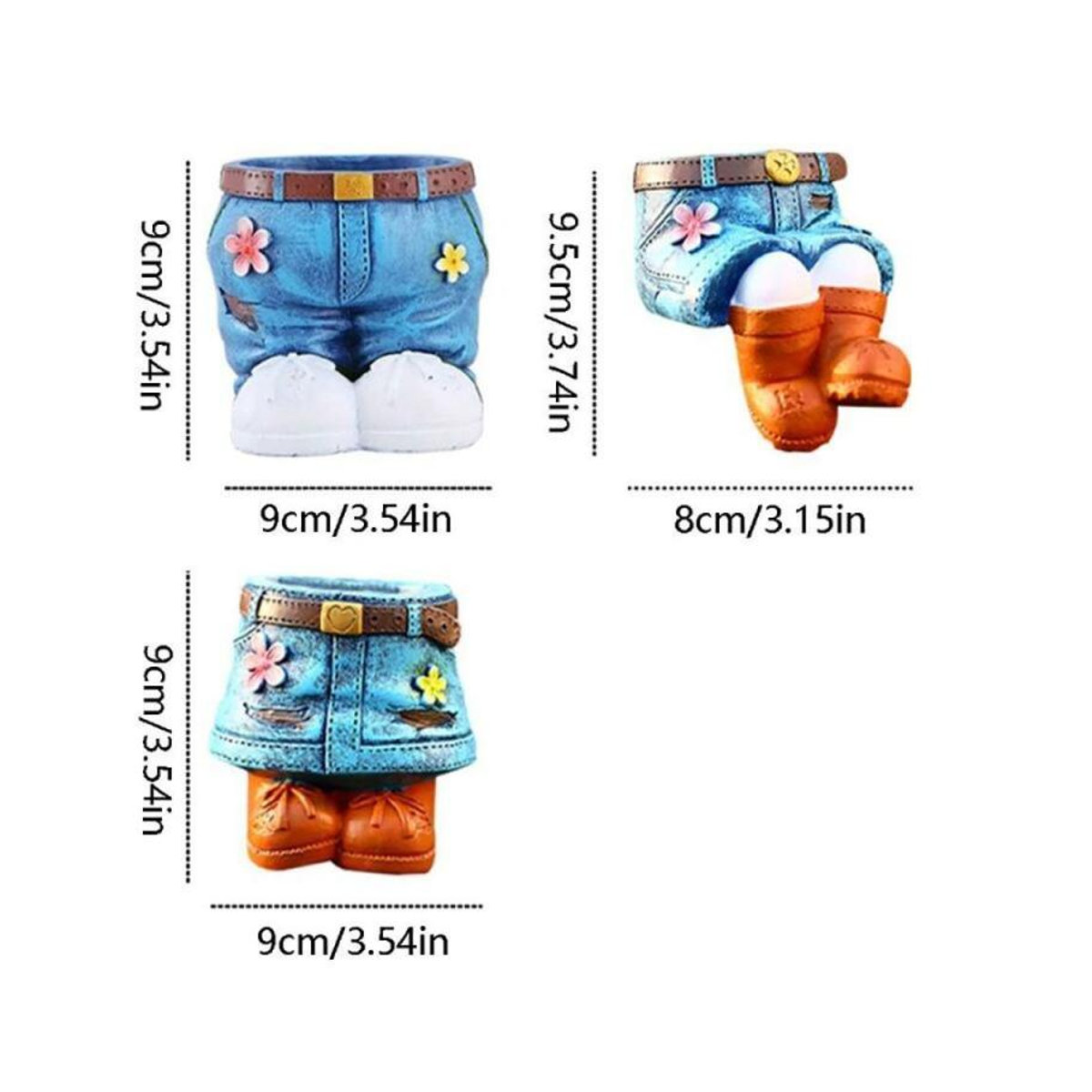 Blumentopf Denim Hose von Treasure Yard in Blau aus Kunstharz mit floralem Design als dekoratives Wohnaccessoire - Bild 1