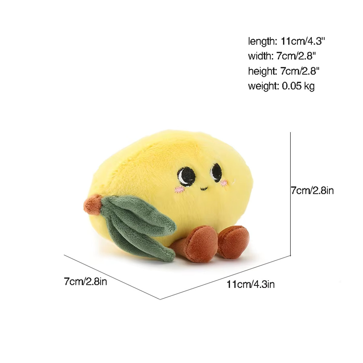 Blushbear Zitrone Plüschtier mit niedlichem Gesicht, gelbes weiches Stofftier als Kawaii Deko für Kinder, 10 cm - Bild 2