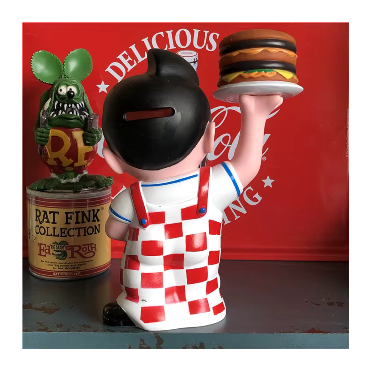 Bob's Big Boy B-BOY Hamburger Sparschwein Münzbox aus Kunstharz, mehrfarbige Cartoon Actionfigur - Bild 2