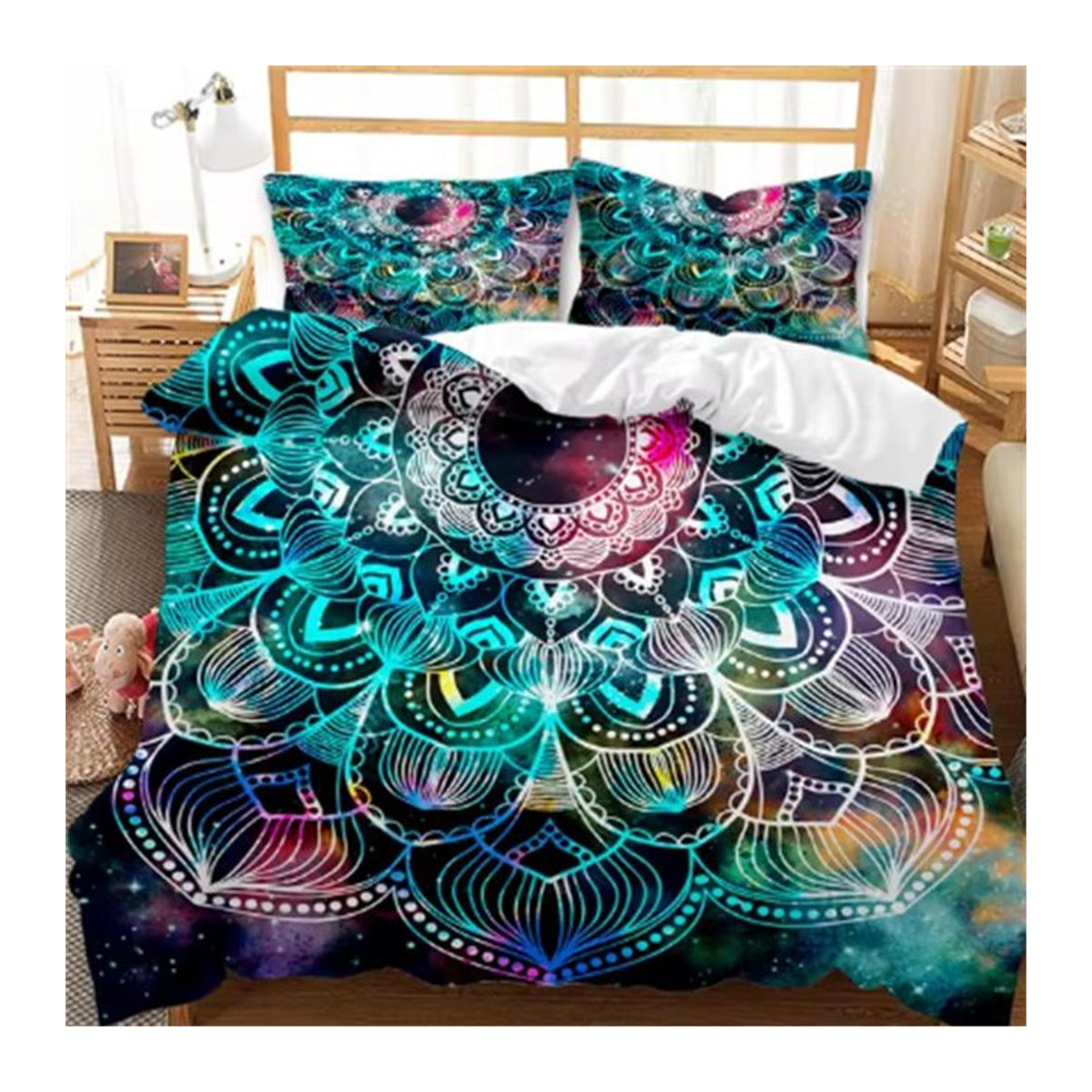 Bohemian Mandala Bettwäsche aus Mikrofaser in Blau im Boho Chic Design für Kinder und Jugendliche B/H: 135 x 200 cm - Bild 1