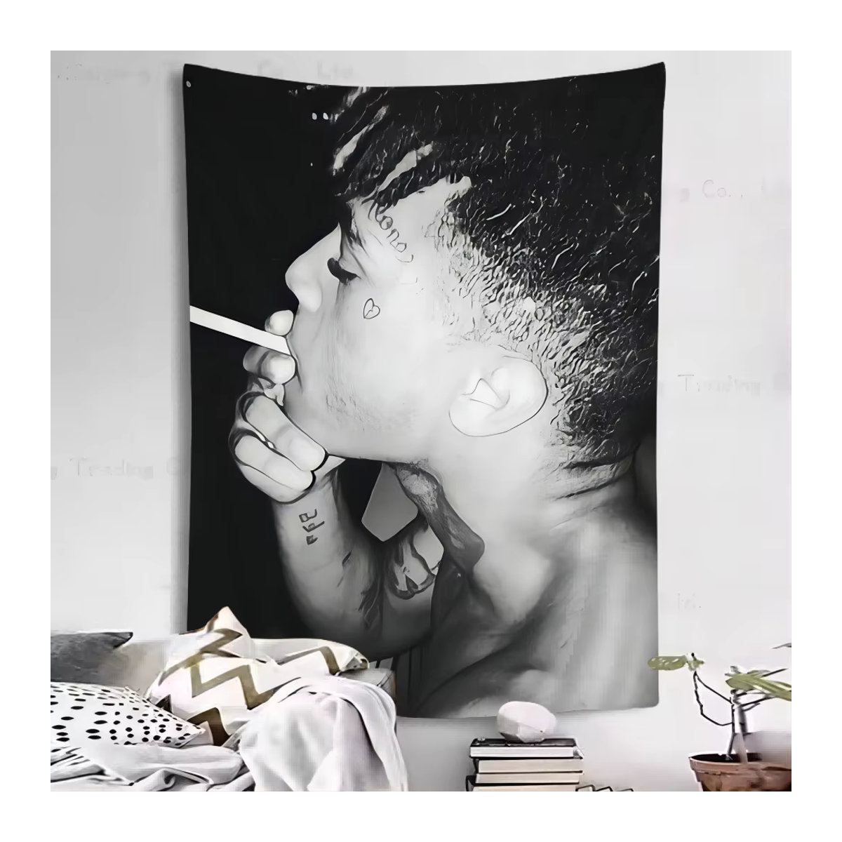 Bohemian Wandbehang mit Hip Hop Anime Motiv und Mandala Design in Schwarz, Textil, B/H: 50 x 70 cm - Bild 2