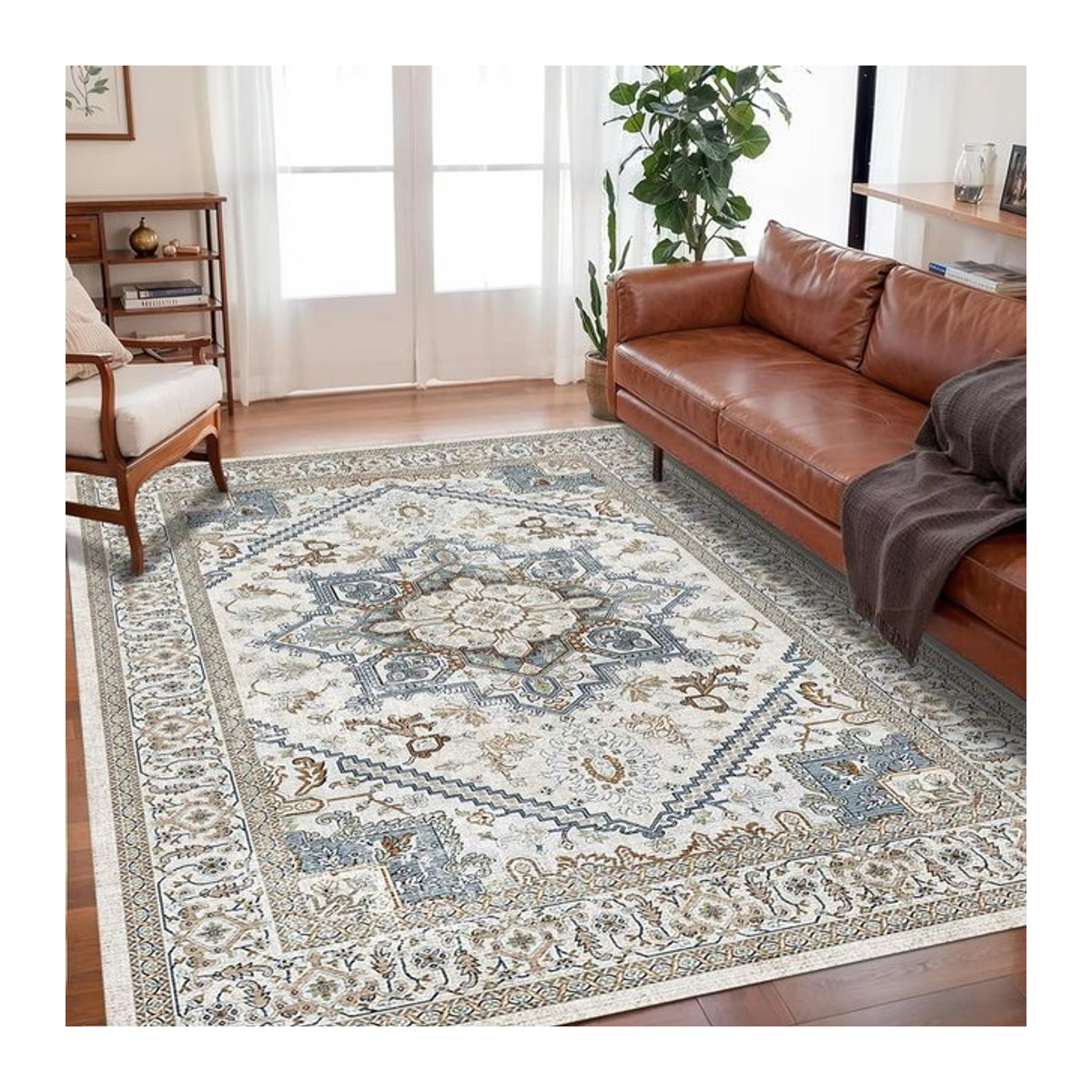 Böhmischer Flanell-Bereichsteppich für Wohnzimmer, Schlafzimmer und Arbeitszimmer, wasserdicht und schmutzabweisend, B/T: 60 x 40 cm - Bild 1