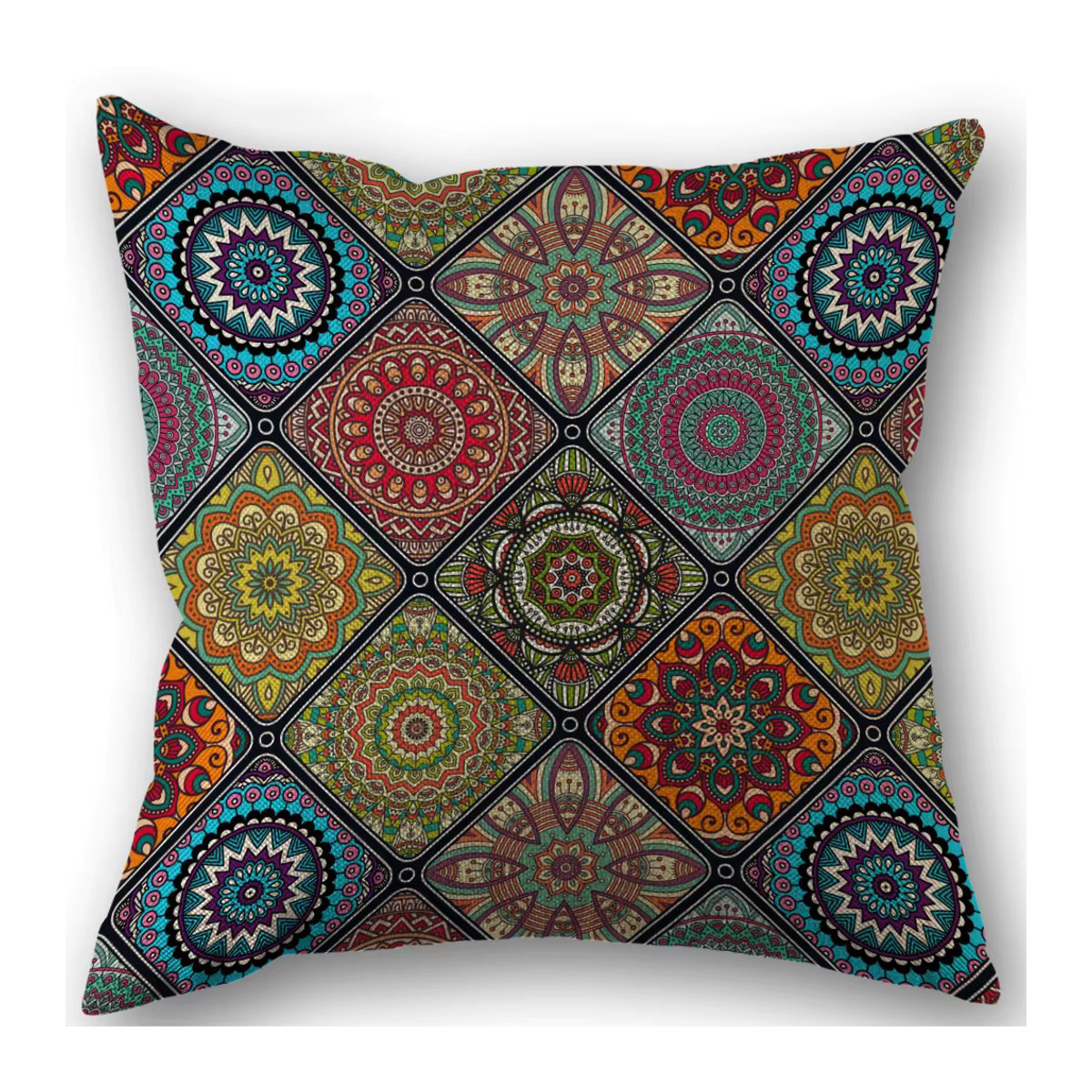 Böhmischer Leinen Kissenbezug mit mexikanischen Elementen und Reißverschluss, mehrfarbig, B/T/H: 45 x 45 x 45 cm - Bild 3