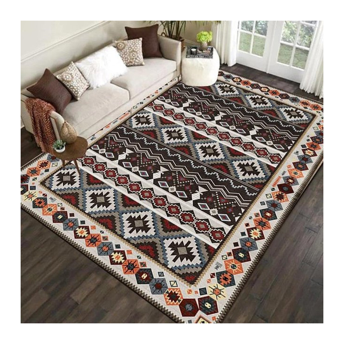 Böhmischer Teppich mit ethnischem geometrischem Muster und abstraktem Design für dein Wohnzimmer, B/B: 50 x 80 cm - Bild 1