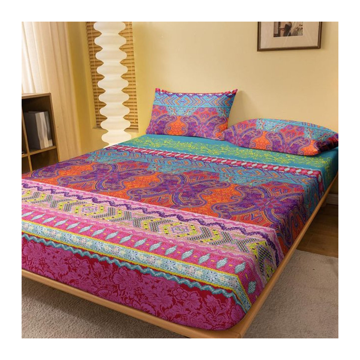 Böhmisches Bettwäsche-Set mit bedrucktem Spannbettlaken in Multicolor, B/T: 71 x 132 cm - Bild 1