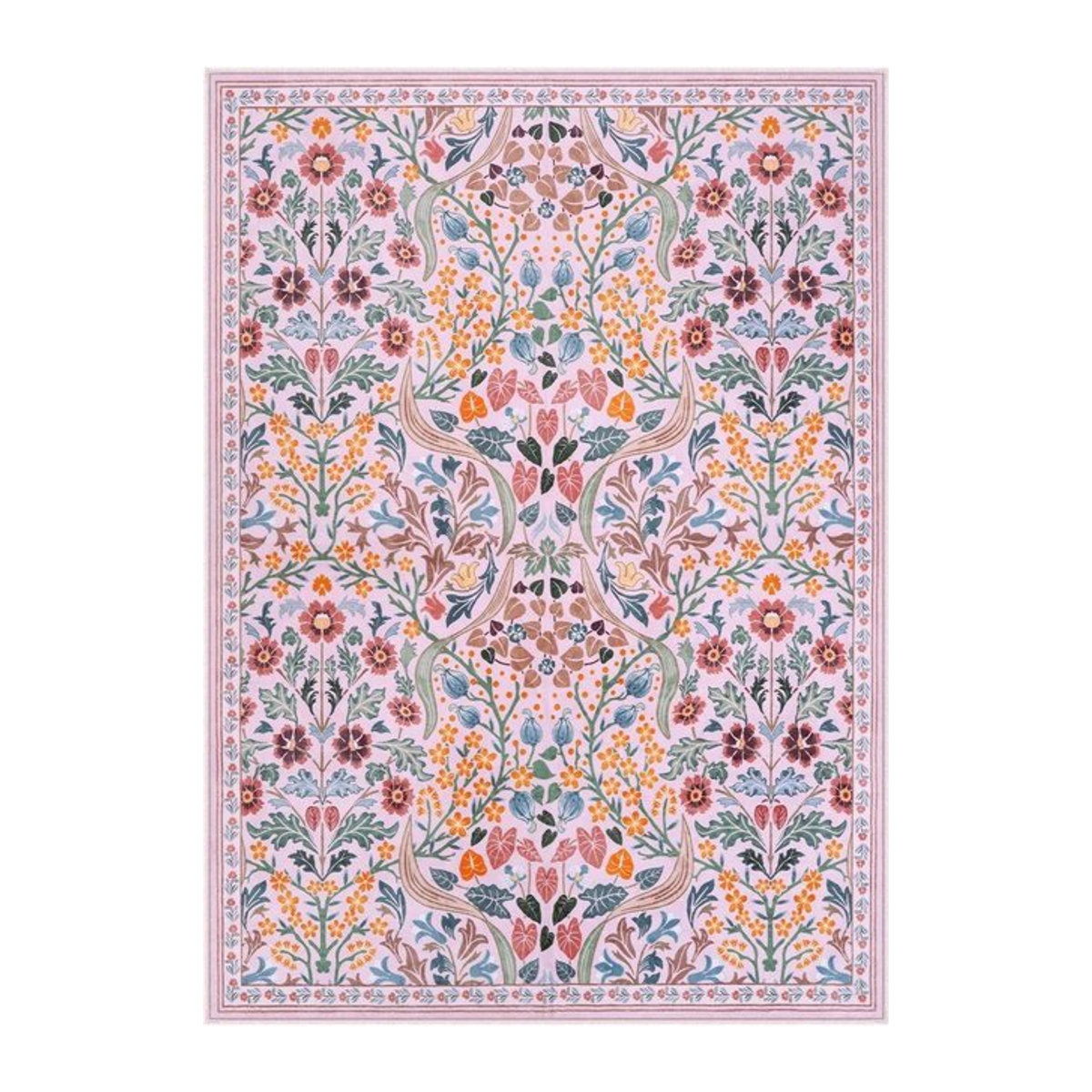 Boho-Blumen-Teppich mit lebendigem Blütenmuster, waschbar und rutschfest für Wohnzimmer oder Schlafzimmer, B/T: 60 x 40 cm - Bild 1