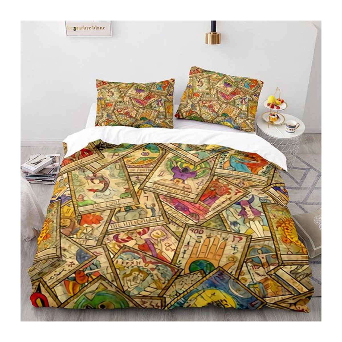 Boho Sonne und Mond Bettwäscheset aus Mikrofaser mit Astrologie-Design, 3-teilig, B/H: 135 x 200 cm - Bild 1