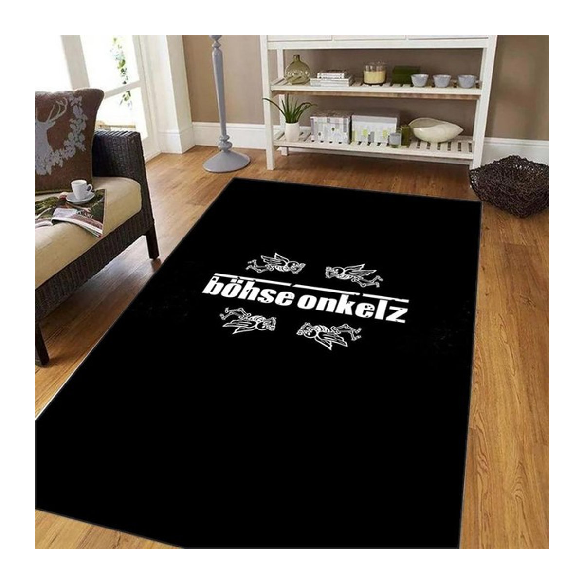 Böhse Onkelz Teppich Schwarz Rutschfest und Waschbar für Wohnzimmer, Schlafzimmer oder Küche, B/B: 120 x 160 cm - Bild 1