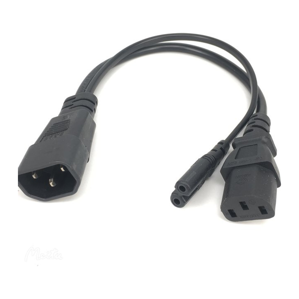 Bolantedz IEC320 C14 zu IEC320 C13 und C7 Y Netzkabel Splitter Adapter in Schwarz für PC, Monitor, Scanner und Drucker - Bild 1