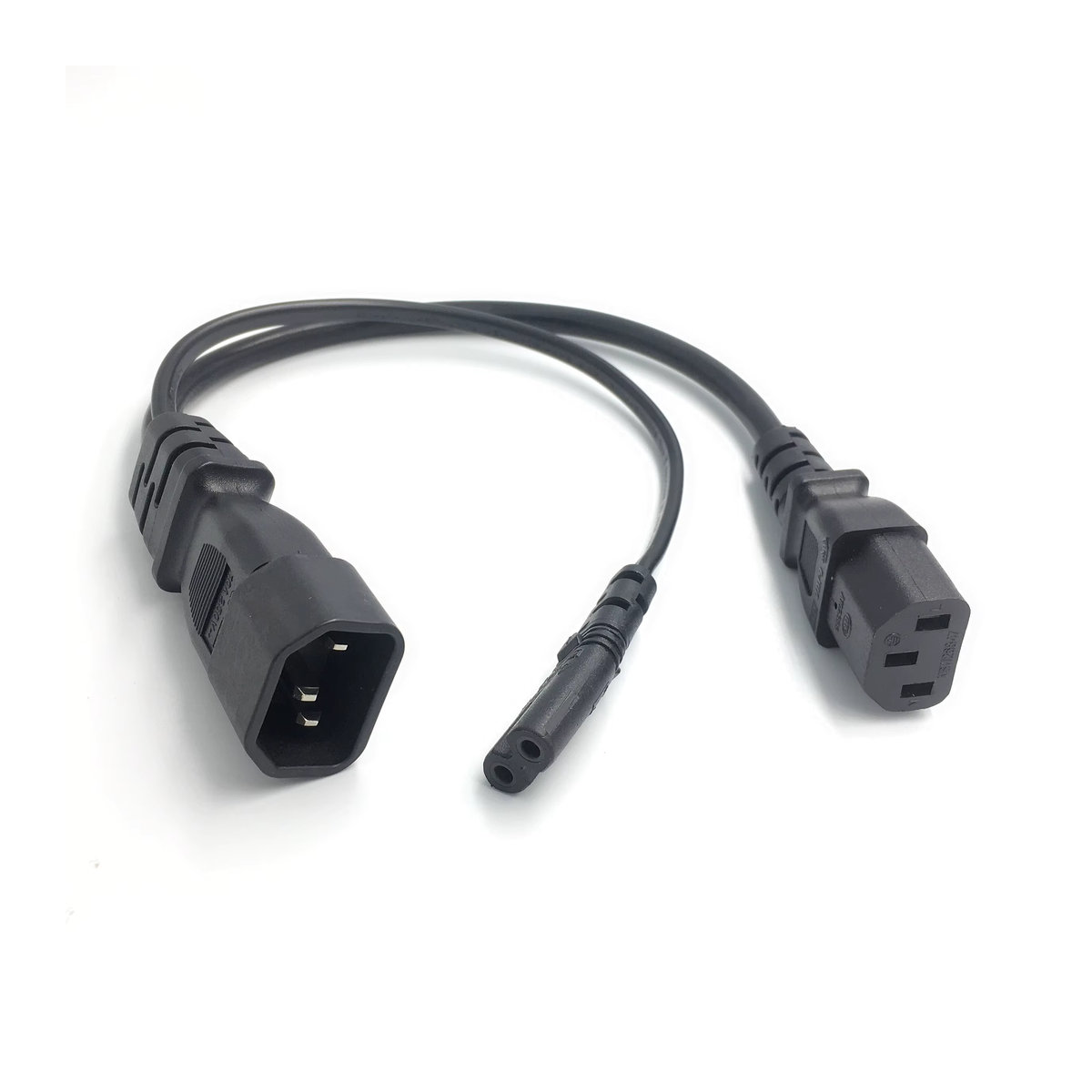 Bolantedz IEC320 C14 zu IEC320 C13 und C7 Y Netzkabel Splitter Adapter in Schwarz für PC, Monitor, Scanner und Drucker - Bild 2