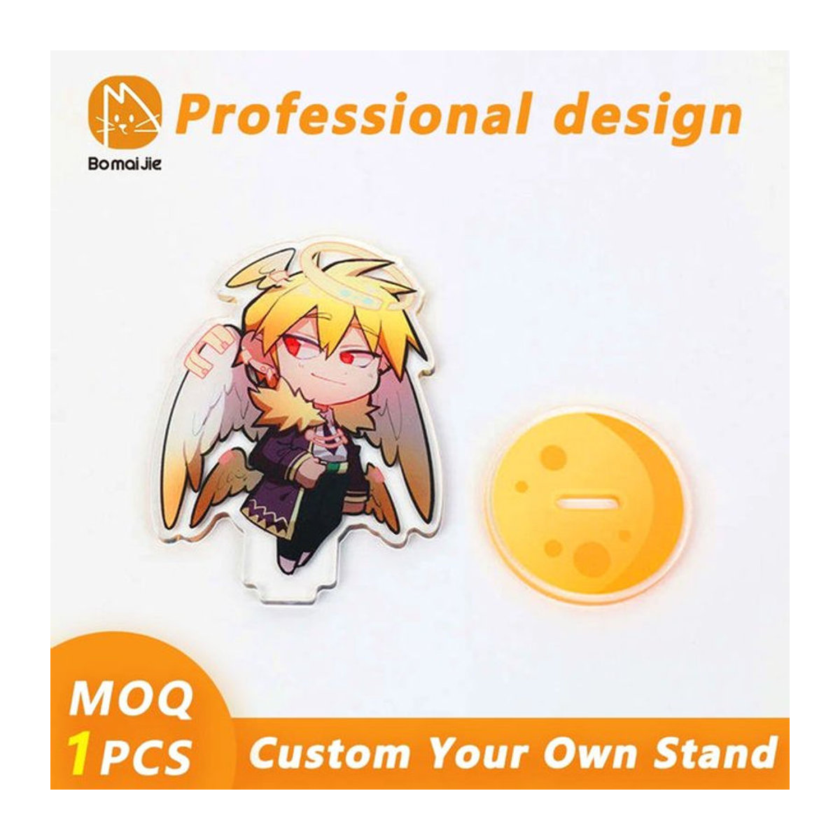 Bomaijie Personalisierter Acryl-Aufsteller mit Anime-Cartoon-Figur, Transparent und Mehrfarbig, Stehender Fotoständer aus Kunstharz - Bild 1