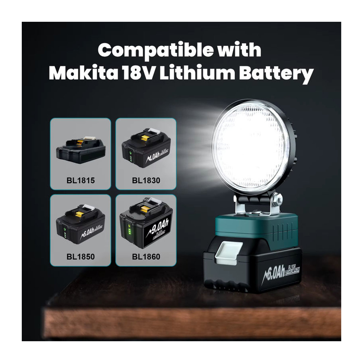 Bonacell 18V LED Arbeitsscheinwerfer kompatibel mit Bosch, Dewalt, Milwaukee und Makita Akkus - Bild 5
