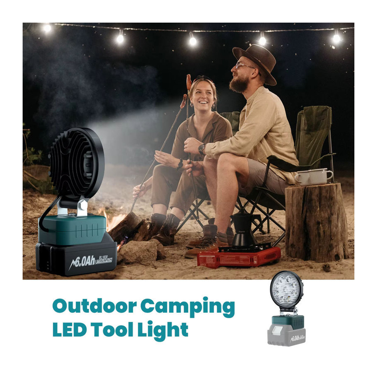 Bonacell 18V LED Arbeitsscheinwerfer kompatibel mit Bosch, Dewalt, Milwaukee und Makita Akkus - Bild 6