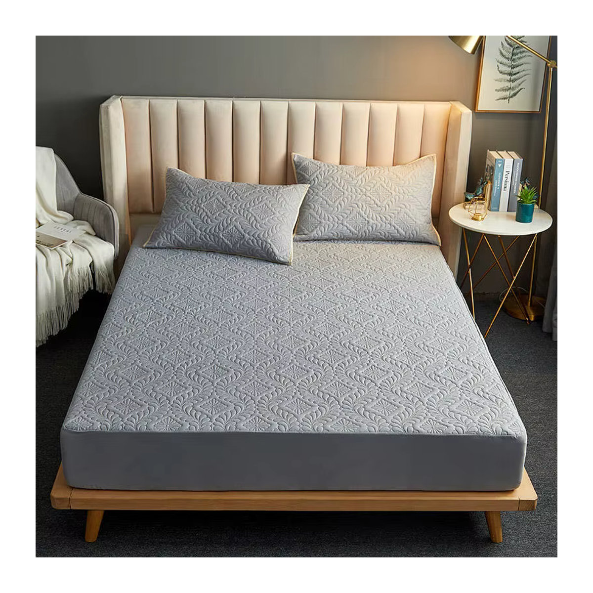 Bonenjoy Gestepptes Matratzenschoner Queen-Size, wasserdicht und atmungsaktiv, Grau - Bild 3