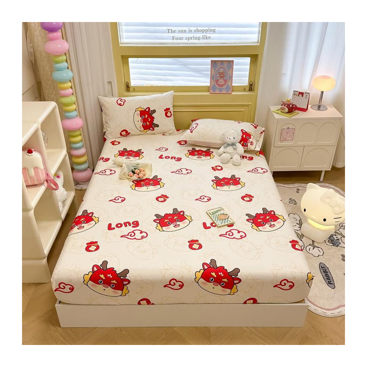 Bonenjoy Spannbettlaken aus 100% Baumwolle im Cartoon-Stil für Erwachsene und Kinder, Matratzenschoner, H x B x T: 25 x 90 x 200 cm - Bild 4