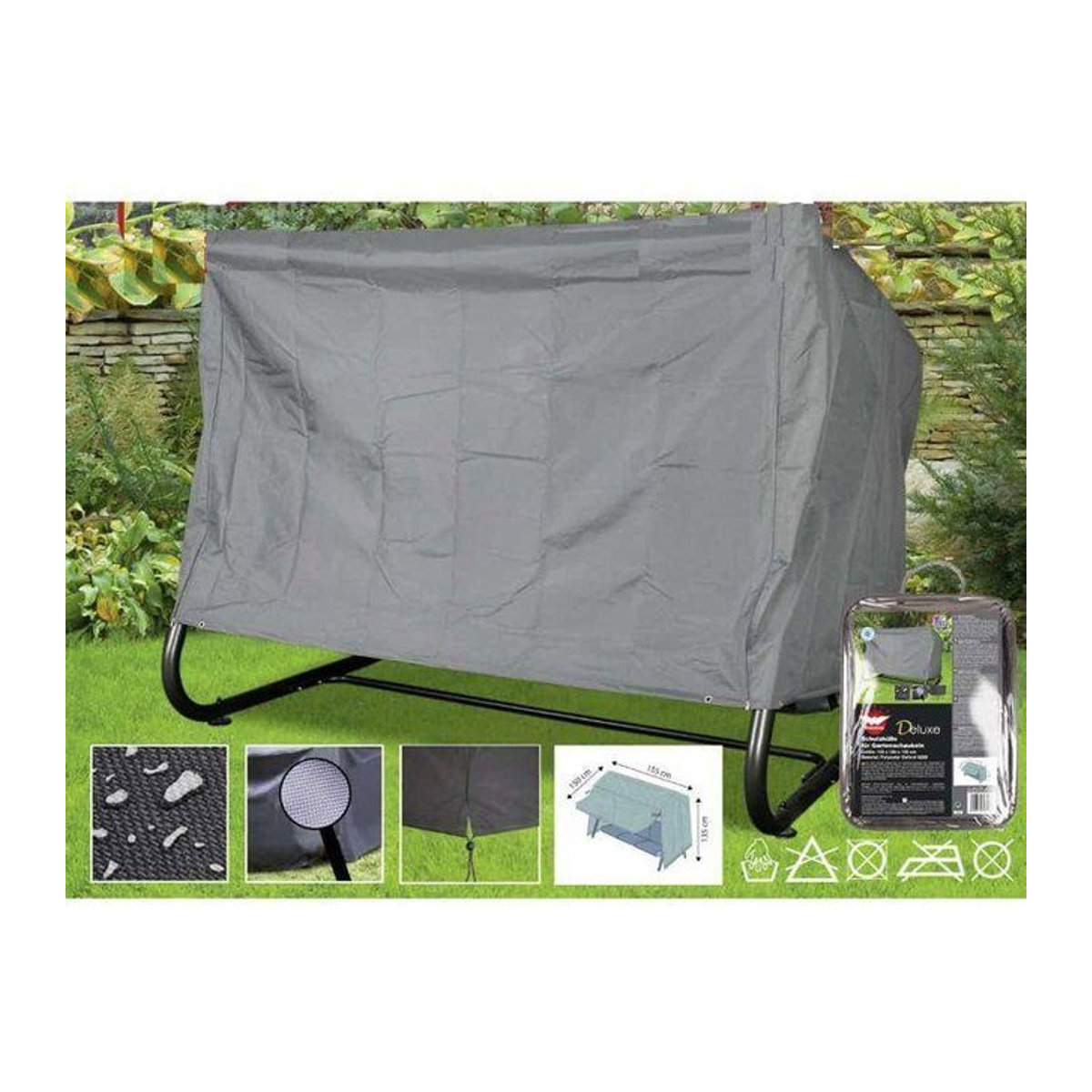 BONI-SHOP® Deluxe Schaukel Schutzhülle aus wasserdichtem und UV-beständigem 420D Polyester in Grau - Bild 1