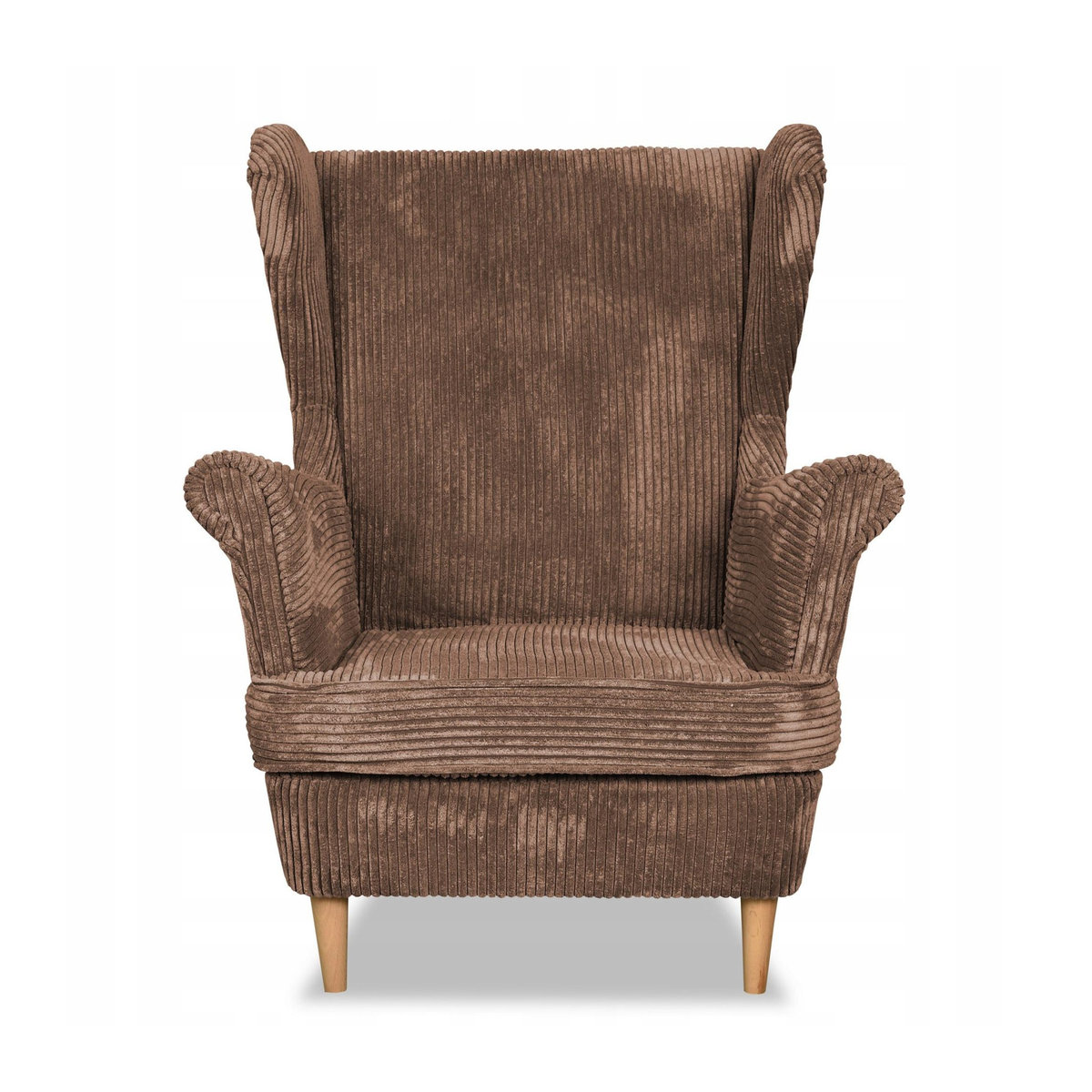Bonito Ohrensessel mit Fußhocker von Family Meble im Scandinavian Design, Cord, braun - Bild 3
