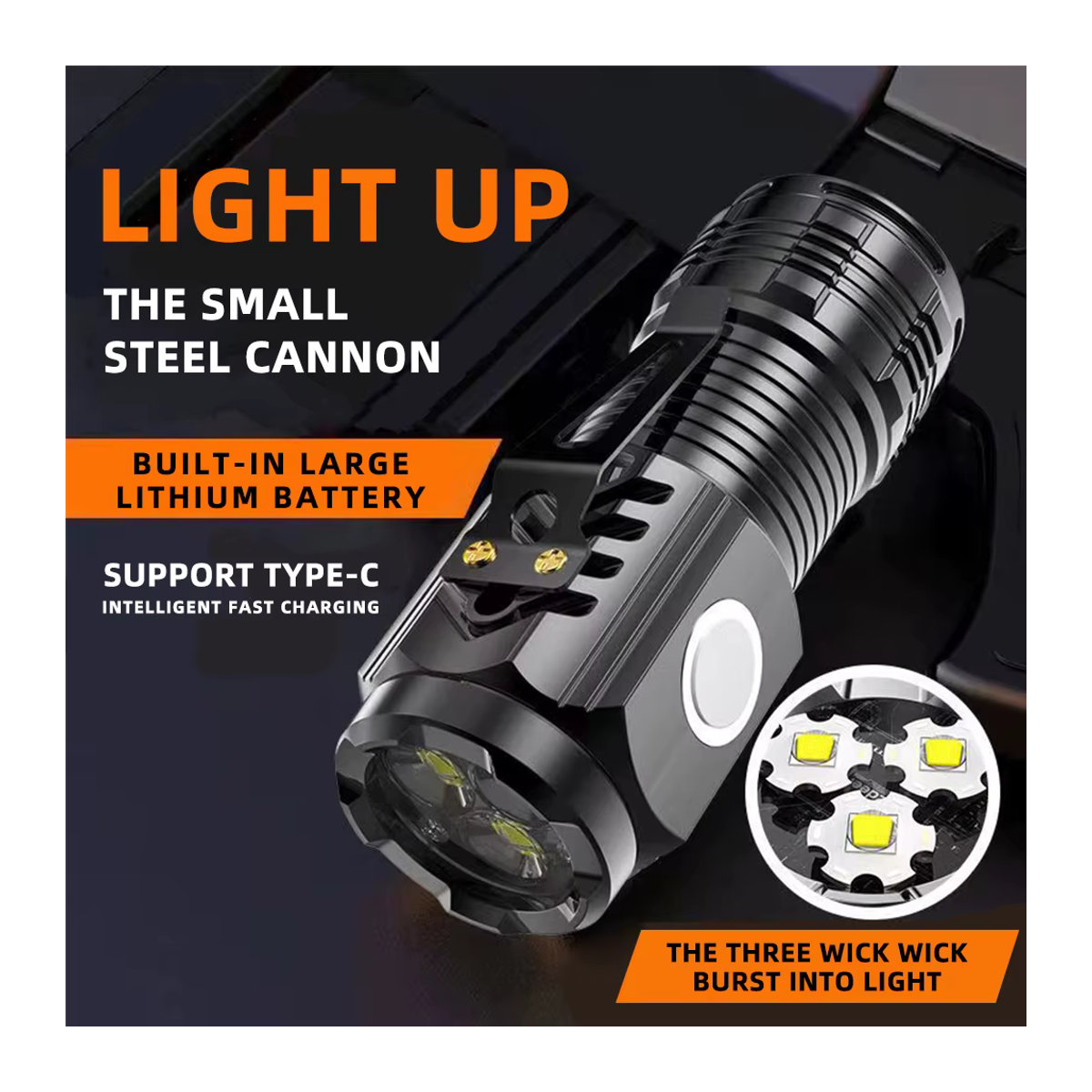 BOOIU Mini Taktische LED Taschenlampe mit USB-Aufladung und Magnet, Wasserdicht und Tragbar für Camping und Wandern - Bild 3