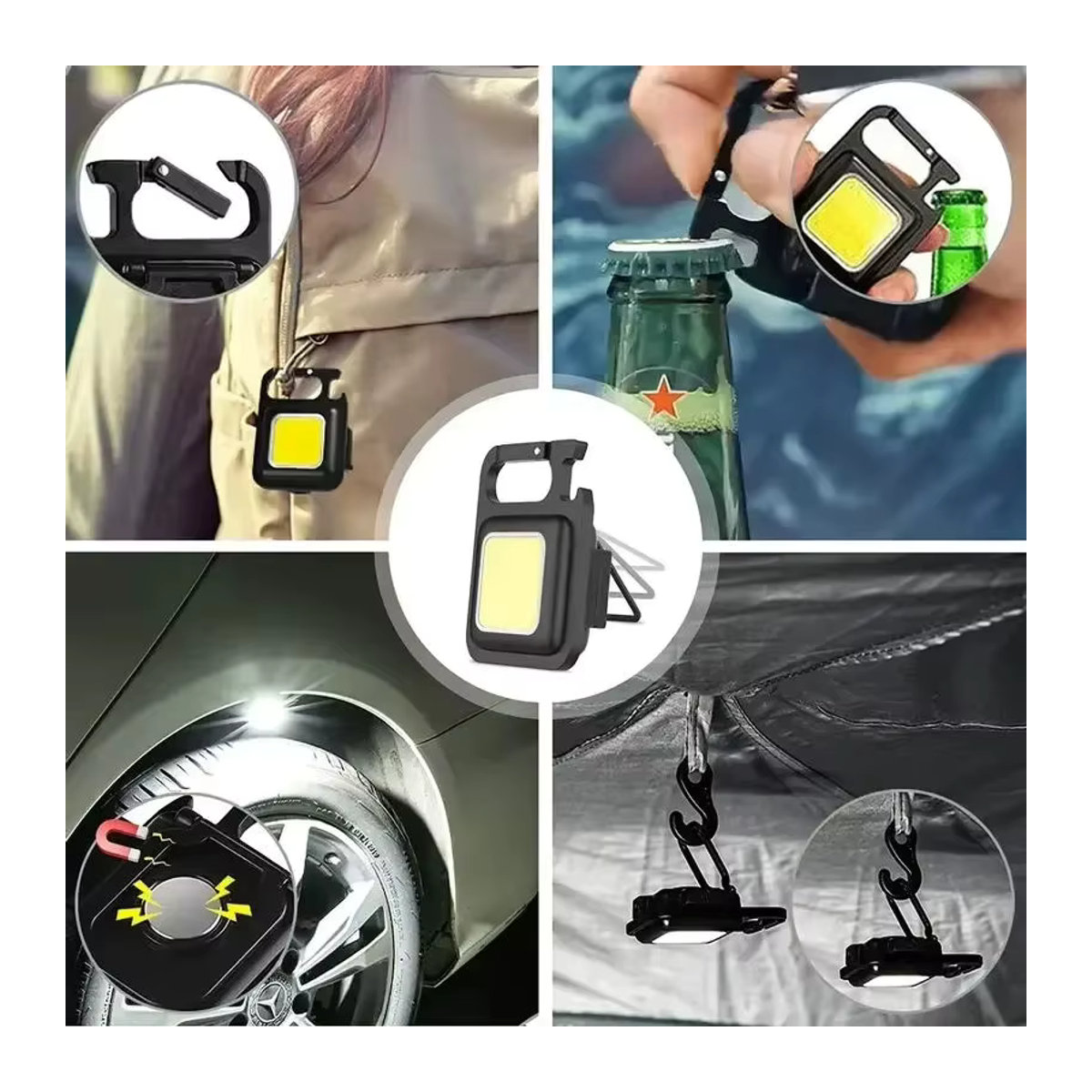 BOOIU Multifunktionale Mini LED Taschenlampe aus Aluminiumlegierung mit COB-Licht und USB-Ladefunktion für Outdoor und Camping - Bild 3