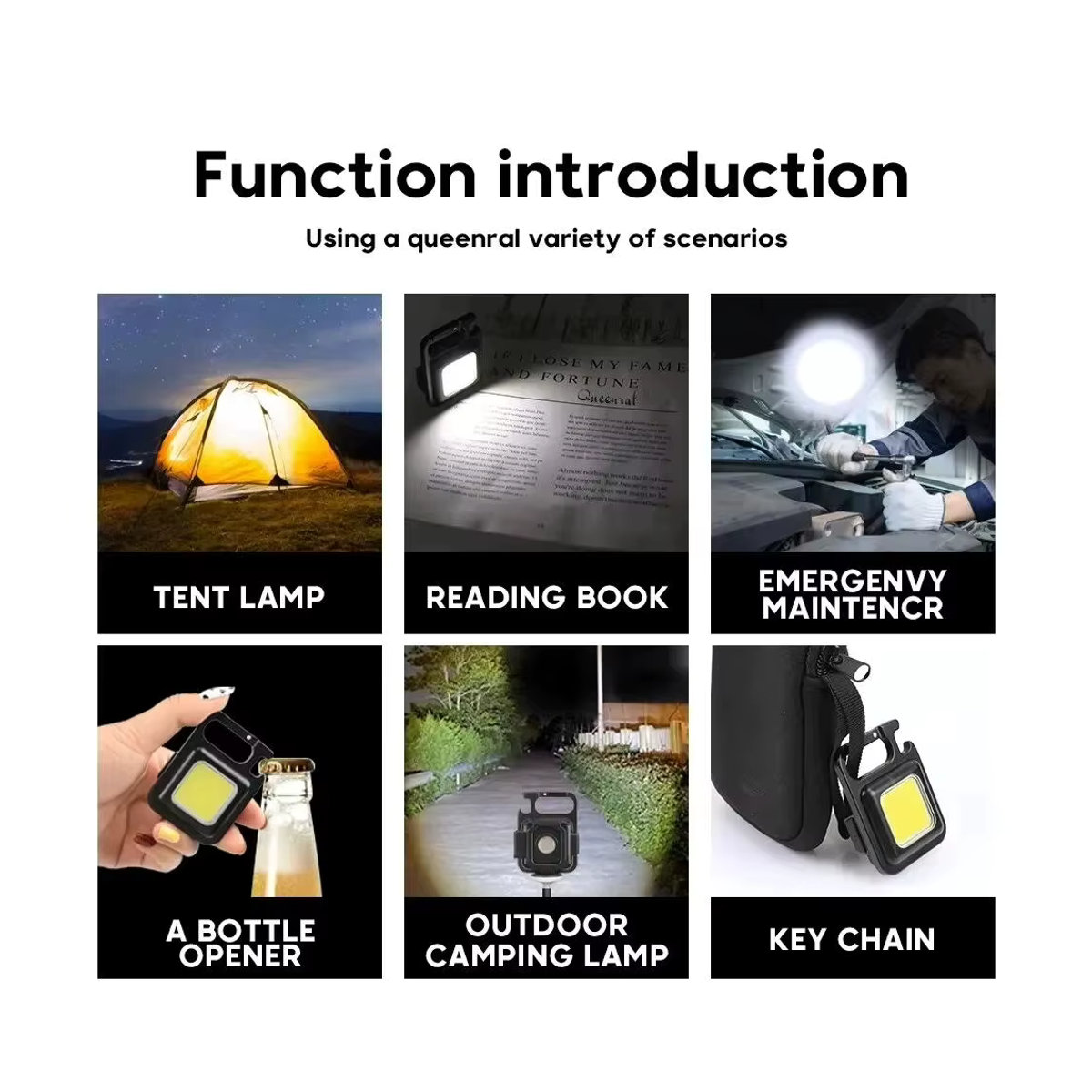 BOOIU Multifunktionale Mini LED Taschenlampe aus Aluminiumlegierung mit COB-Licht und USB-Ladefunktion für Outdoor und Camping - Bild 4