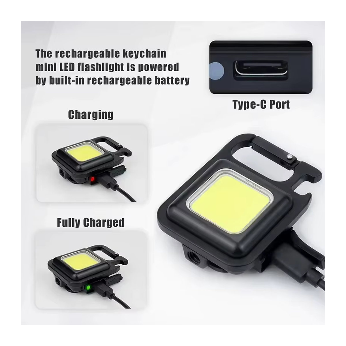BOOIU Multifunktionale Mini LED Taschenlampe aus Aluminiumlegierung mit COB-Licht und USB-Ladefunktion für Outdoor und Camping - Bild 5