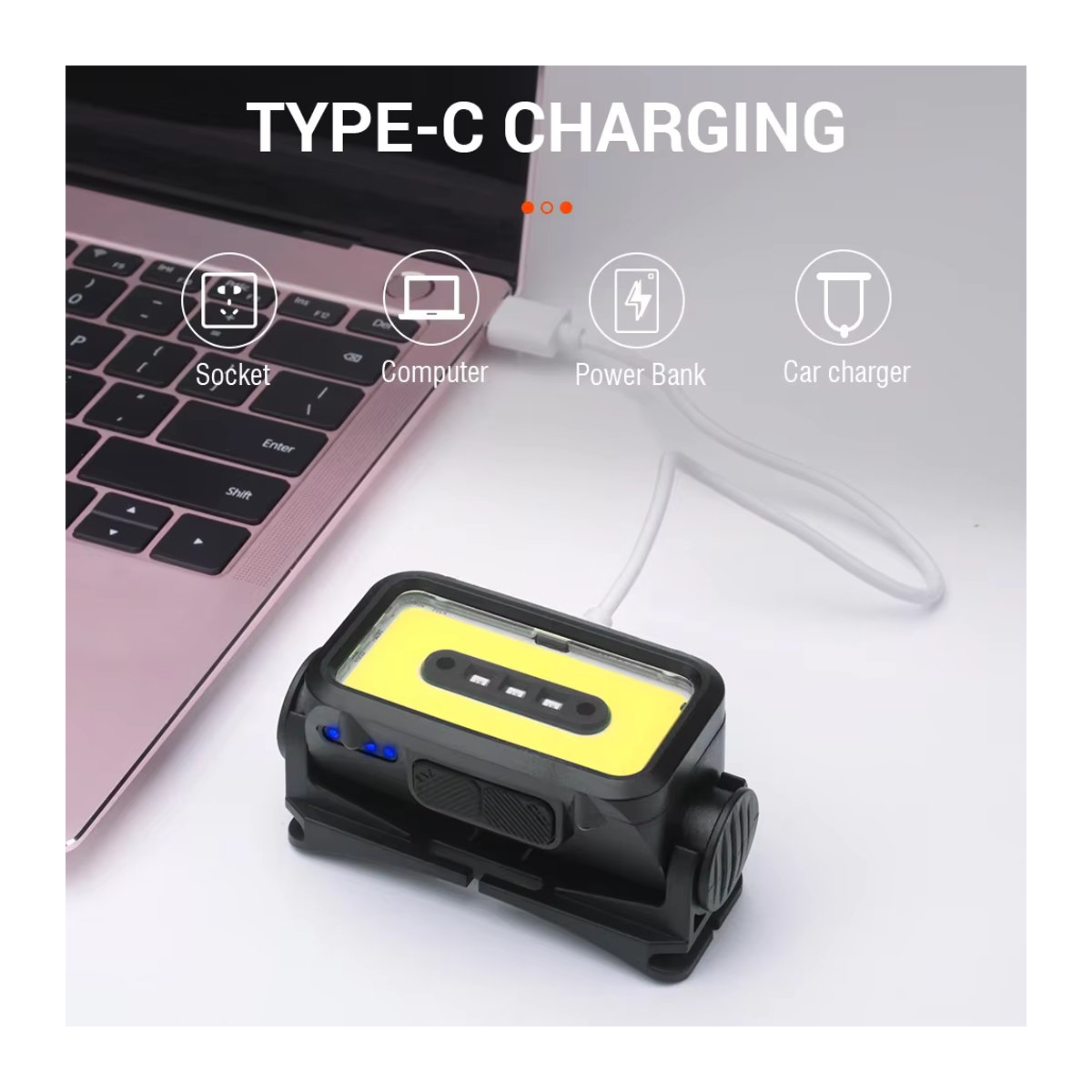 BORUiT K352 COB LED Scheinwerfer mit Bewegungssensor, 500LM, wiederaufladbar via Typ-C, wasserdicht, Outdoor Camping Kopf-Taschenlampe - Bild 6