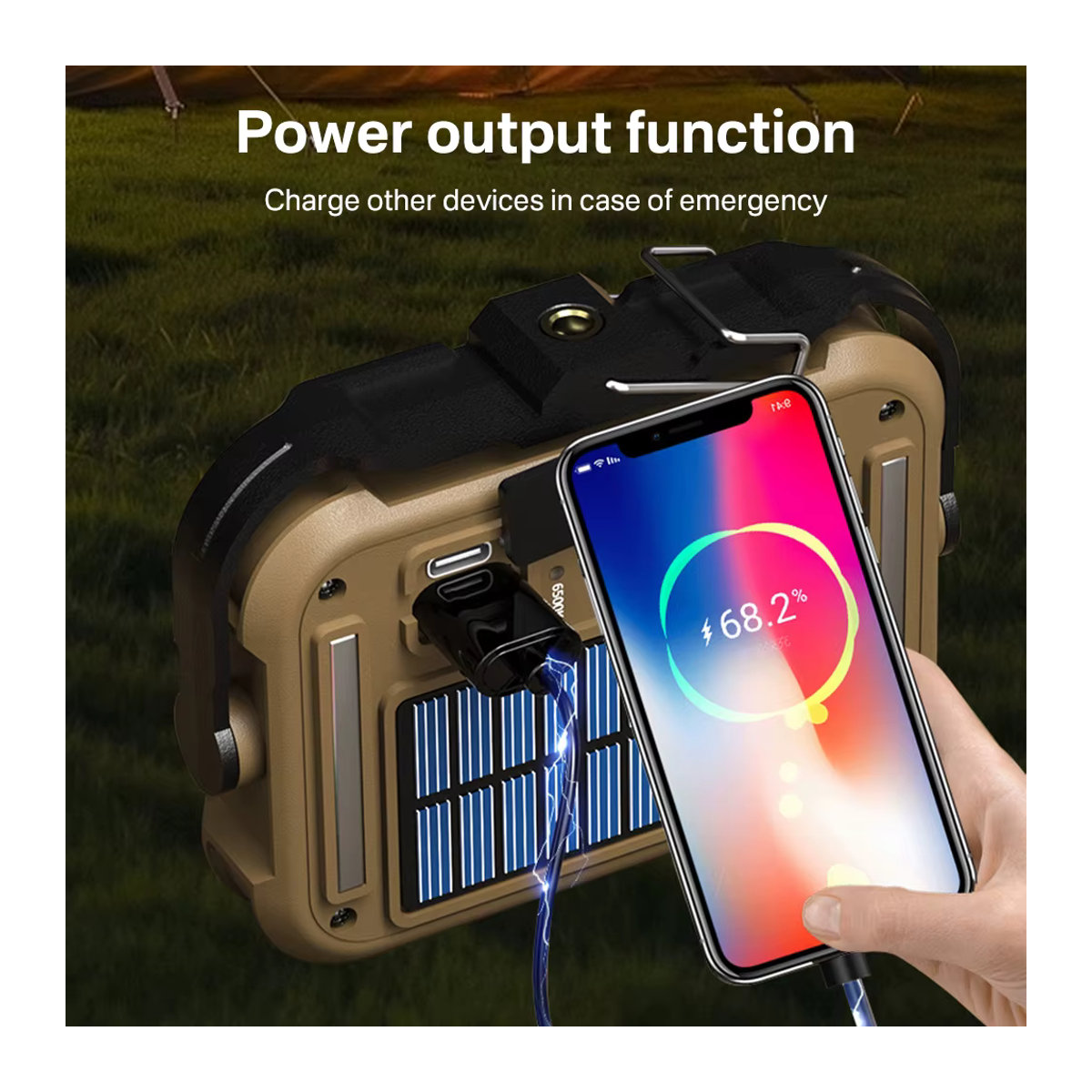 Boruit LED Arbeitsleuchte mit Magnet und Solaraufladung, 360 Grad Beleuchtung, COB Campinglicht und Taschenlampe für Auto Wartung und Reparatur mit Haken - Bild 6
