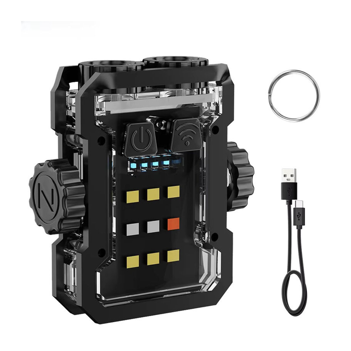 Boruit LED EDC Schlüsselbund Taschenlampe mit Typ-C wiederaufladbarem Akku, Magnet und UV-Licht für Camping und Arbeit - Bild 6
