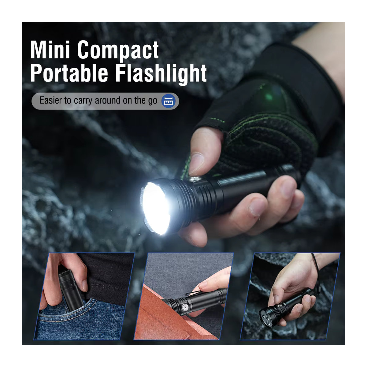BORUiT LED-Taschenlampe mit 5-Farben-Lichtquelle und Typ-C-Ladeanschluss, wiederaufladbare 18650-Taschenlampe inklusive UV-Licht für Camping und Angeln - Bild 2