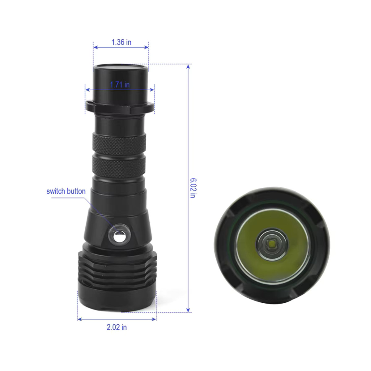 Boruit M51 LED Unterwasserlampe mit 1000lm, IP68 wasserdicht bis 80m Tiefe, Tauchlampe für Spearfishing - Bild 5