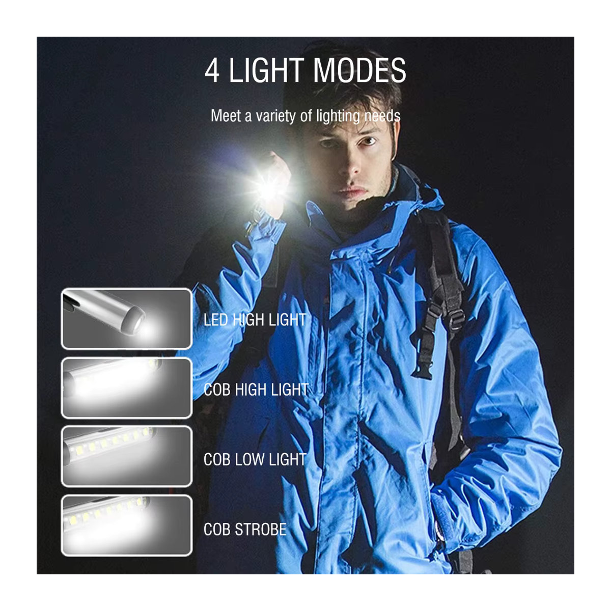 BORUiT Mini tragbare LED-Taschenlampe Typ C wiederaufladbar mit Clip und Magnet, wasserdichte ultrahelle Campinglampe - Bild 4