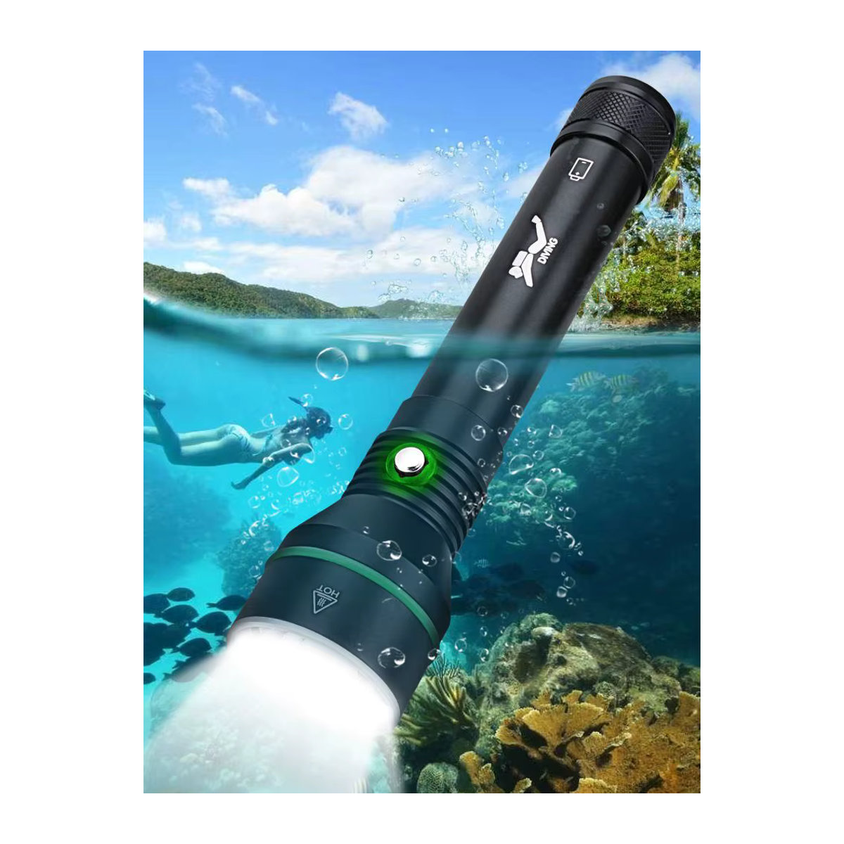 BORUiT S5 Unterwasser Taschenlampe mit 2000LM XHP70 LED, IPX8 wasserdicht bis 110m Tiefe, Tauchen und Speerfischen - Bild 6