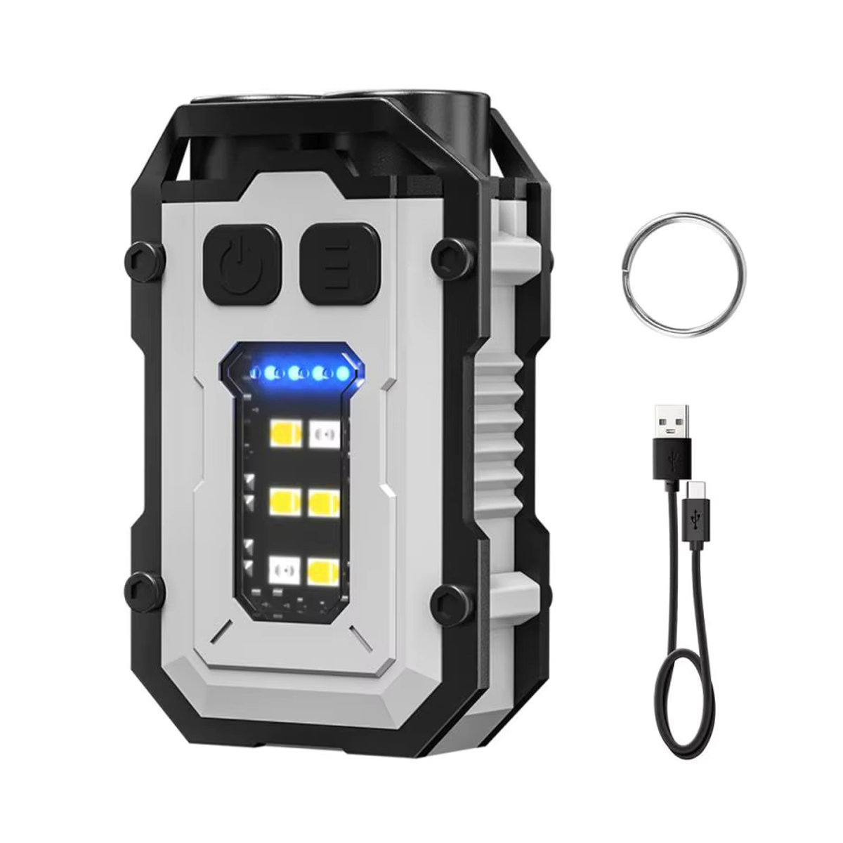 BORUiT Tragbare Mini-Schlüsselanhänger-Taschenlampe mit Magnet, wiederaufladbar via Typ C, 8 Lichtmodi, EDC-Notfall-Arbeitslampe - Bild 6