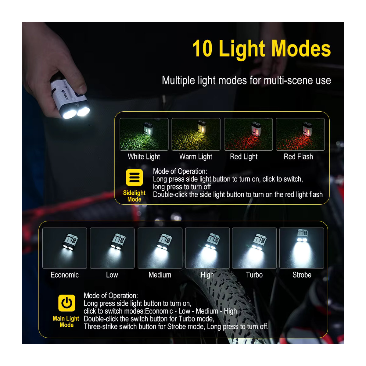 BORUiT U6 LED-Taschenlampe als Schlüsselanhänger mit Magnet, 1600 lm, USB-C wiederaufladbar, IP68 wasserdicht, EDC-Taschenlampe für Camping, Angeln und Notfälle - Bild 2