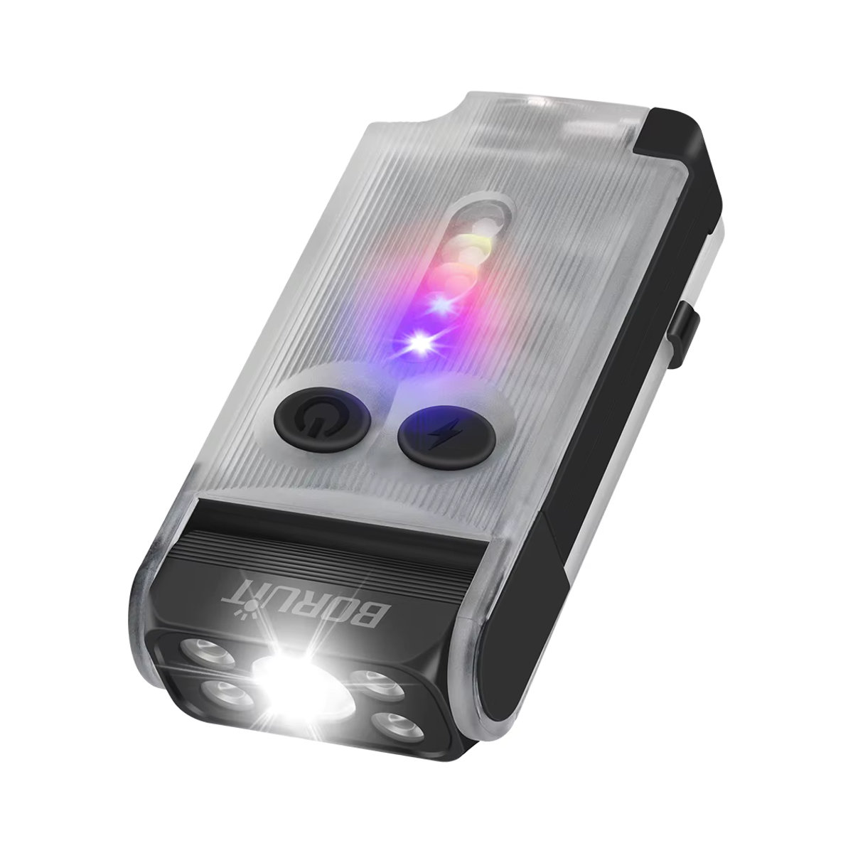 BORUiT V30 EDC LED UV Taschenlampe mit USB-C wiederaufladbarer Power Bank, Magnetclip und Notfallalarm für Camping und Alltag - Bild 5