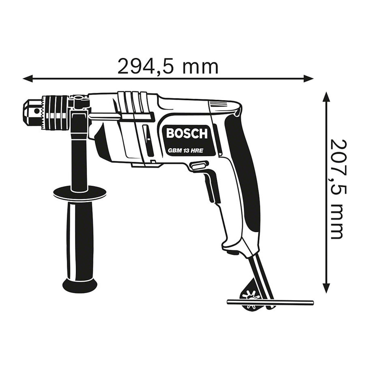 Bosch Professional GBM 13 HRE Bohrmaschine mit 60 Nm Drehmoment für Metall und Kunststoff inklusive Zusatzhandgriff - Bild 4