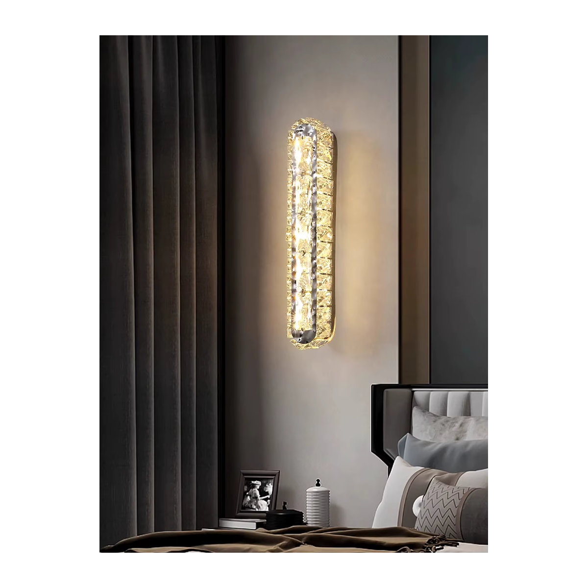 BOSSEN Moderne LED-Wandleuchte aus Edelstahl mit Kristall-Elementen in Gold und Schwarz - Bild 2