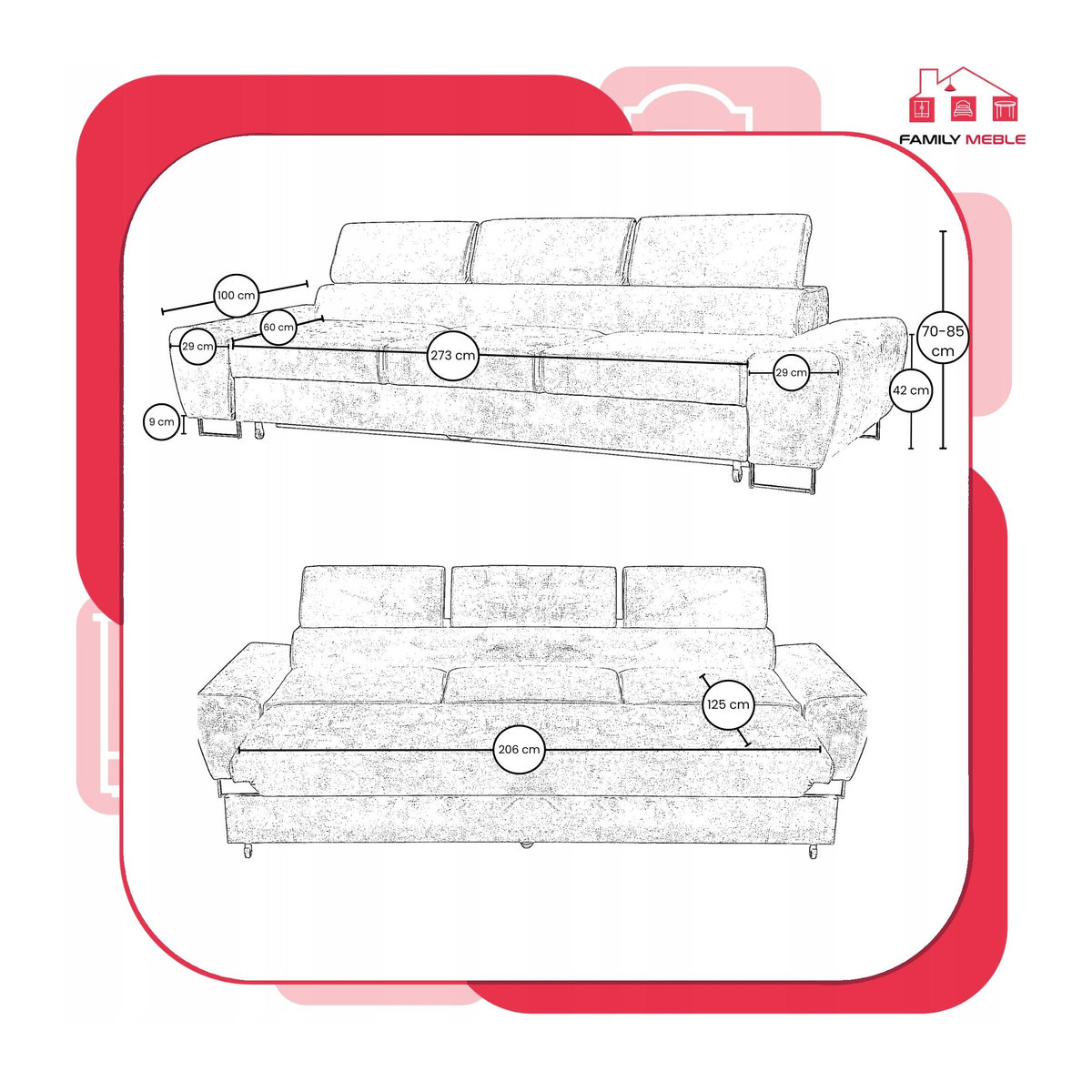 Bosso Family Möbel 3-Sitzer Schlafsofa aus blauem Samt mit Schlaffunktion - Bild 4